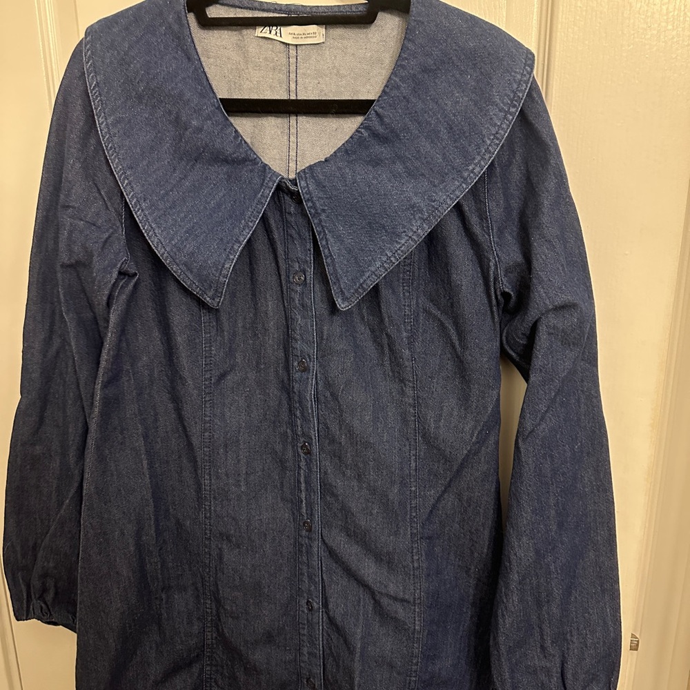 Zara Dark Blue Denim Blouse